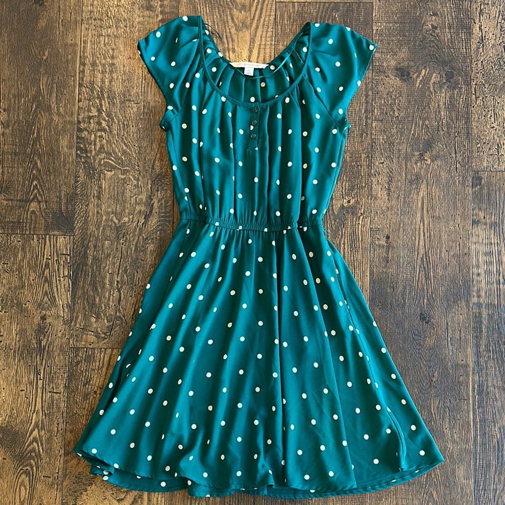 LC Lauren Conrad Teal Polka Dot Dress